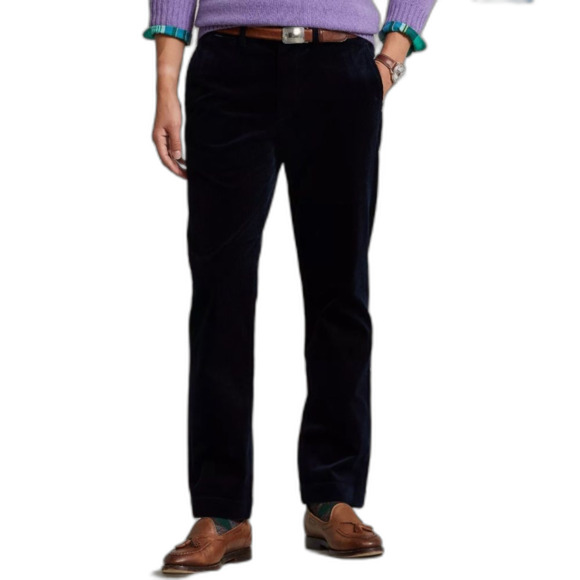 Lauren Ralph Lauren Navy Fine Wale Flat Front Straight Left Pants Size 38 X 32 - Picture 1 of 13